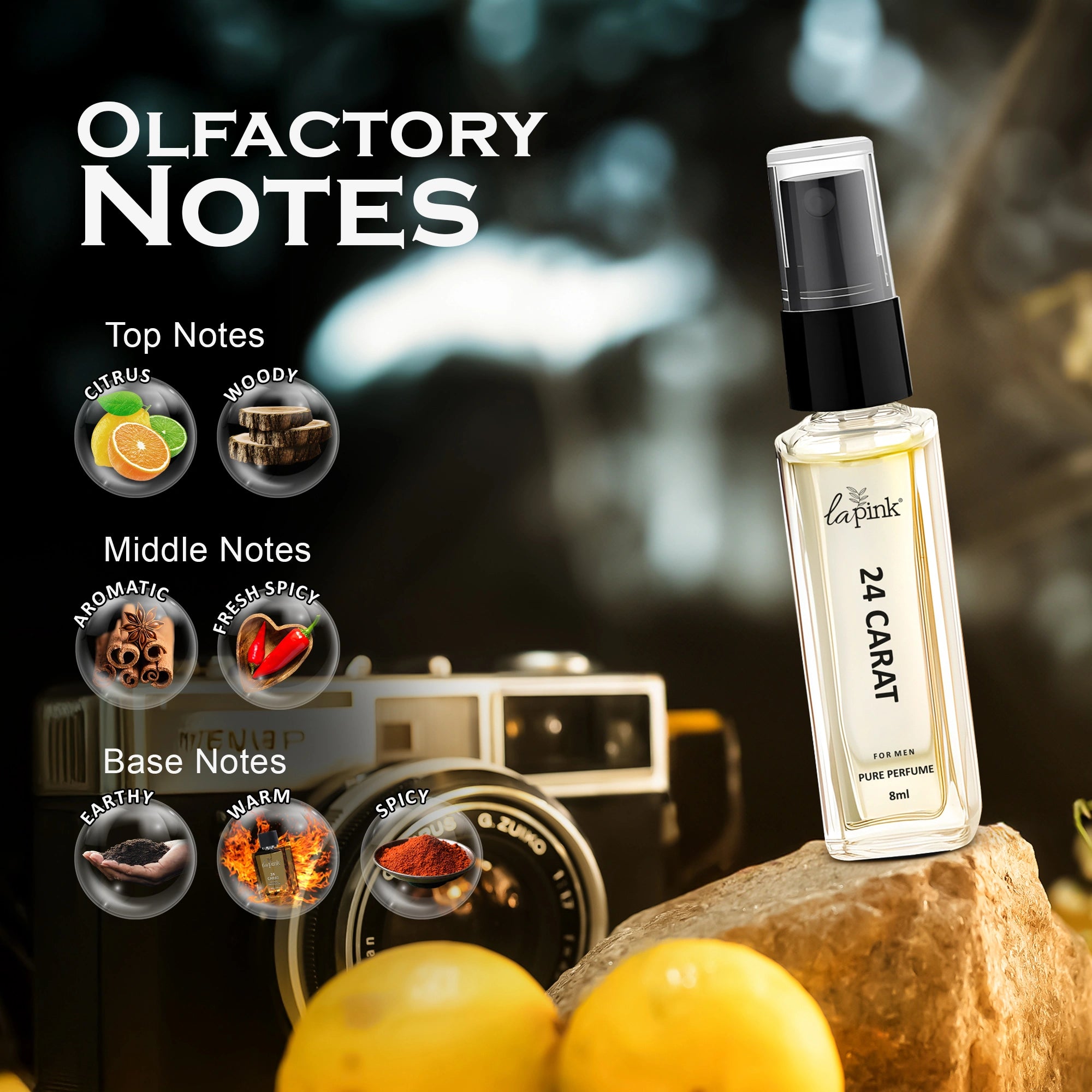 24 Carat French Luxury Pure Perfume for Men - 8ml
