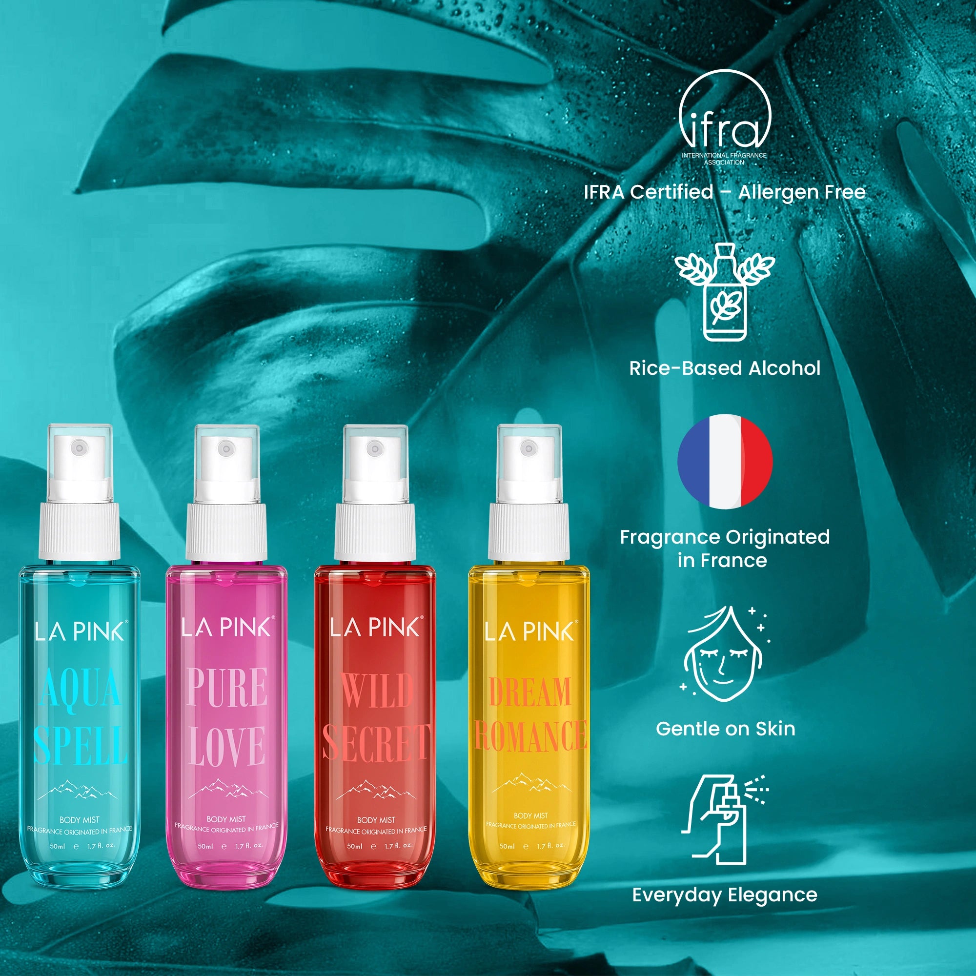 La Pink Body Mist Pack of 4 (50 ML* 4) 200 ML