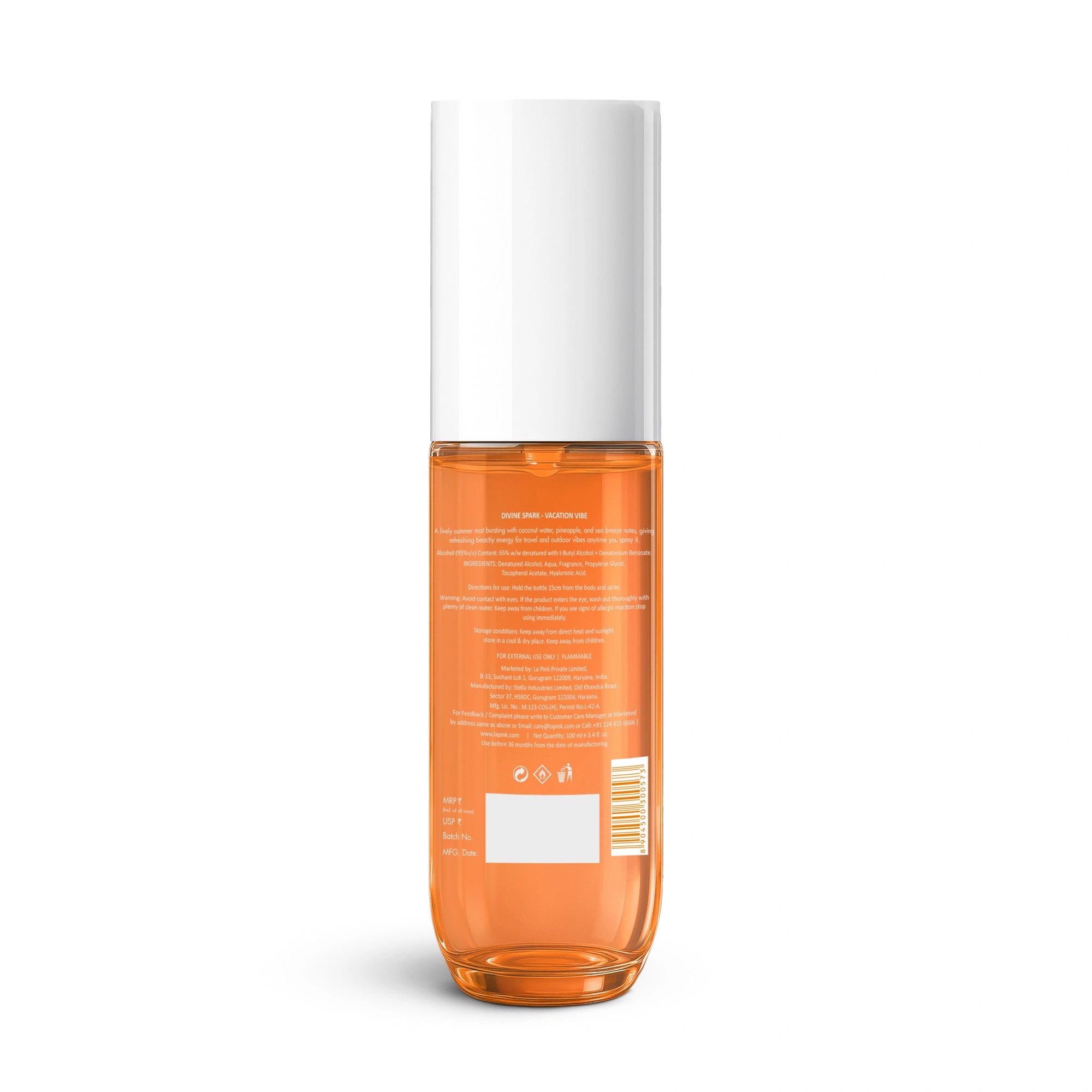 Clear bottle with white cap on a white background