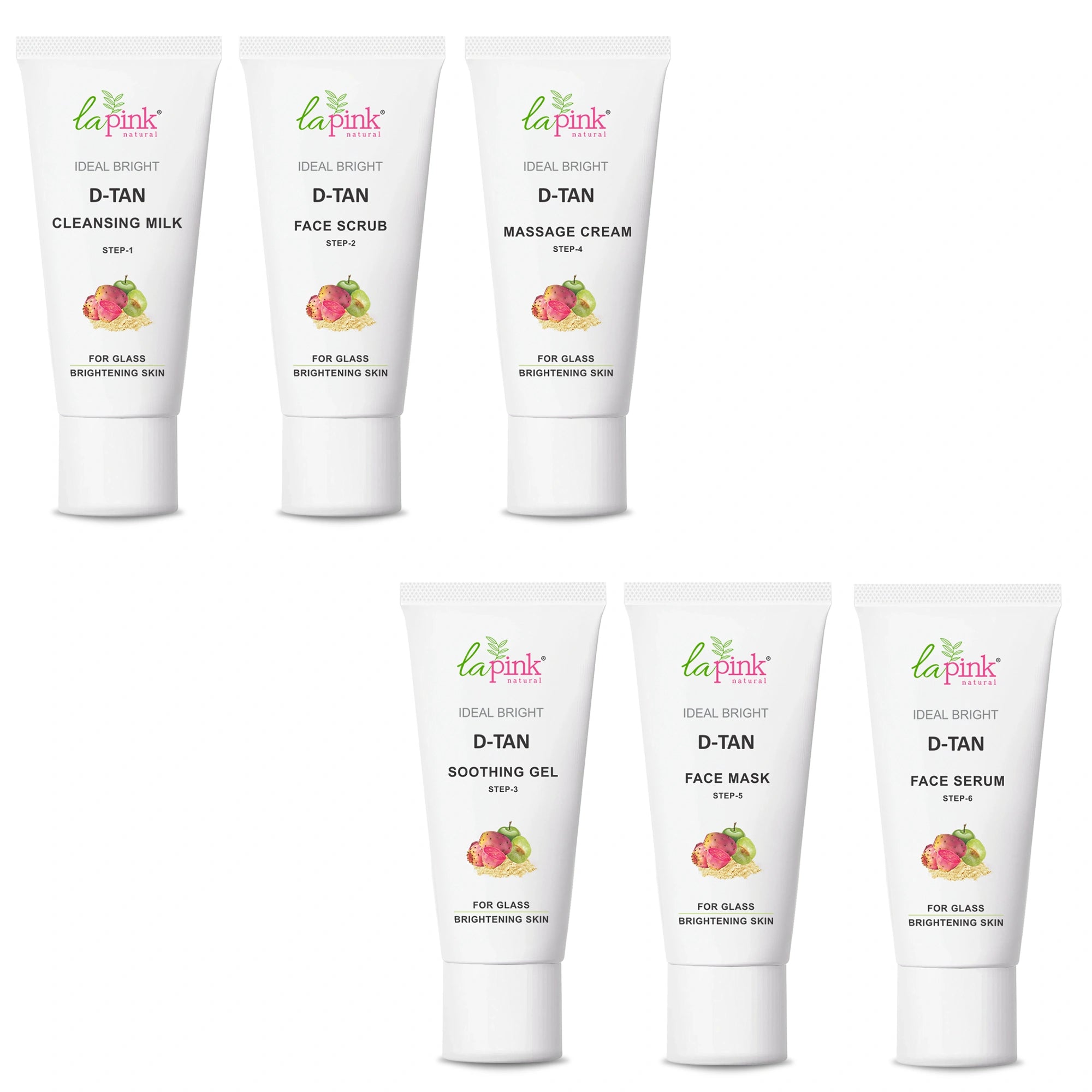 Set of La Pink skincare products on a white background