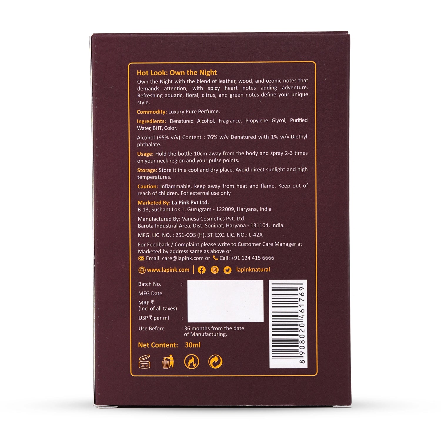 Hot Look French Luxury Pure Perfume for Men - 30ml