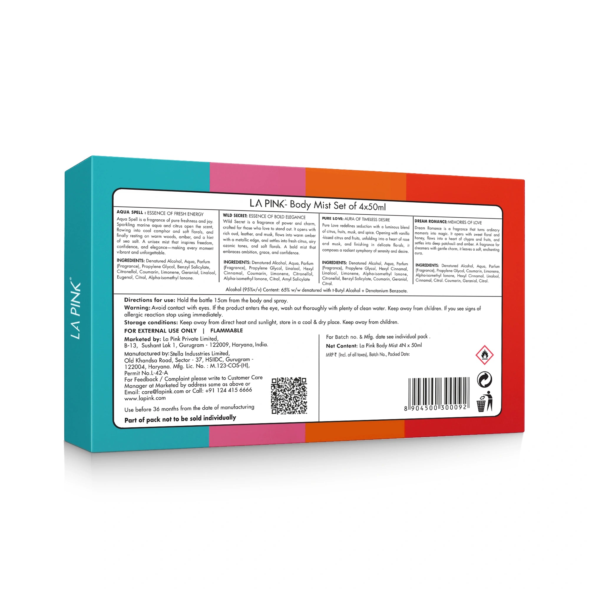 La Pink Body Mist Pack of 4 (50 ML* 4) 200 ML