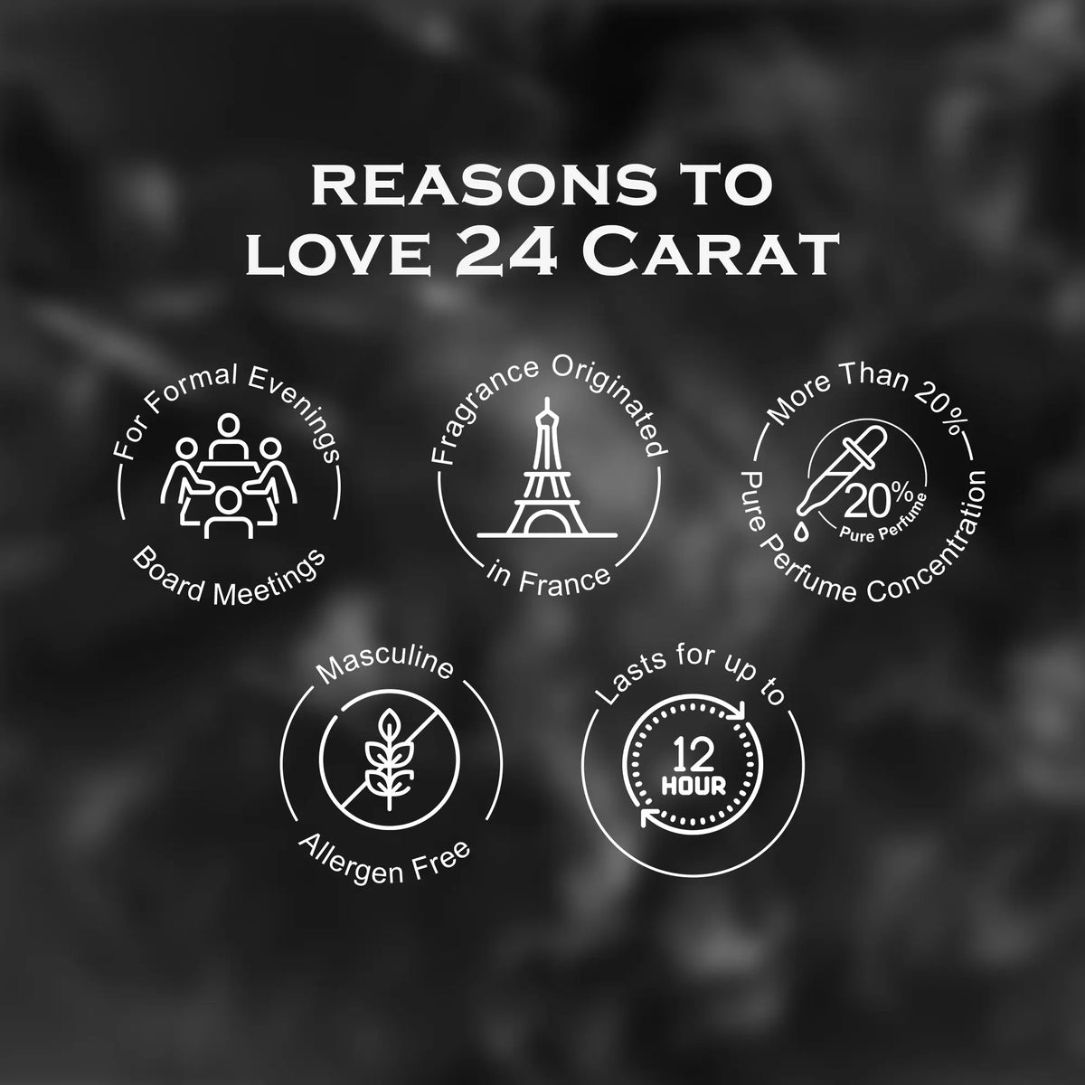 Promotional graphic for 24 Carat with listed reasons on a dark background

