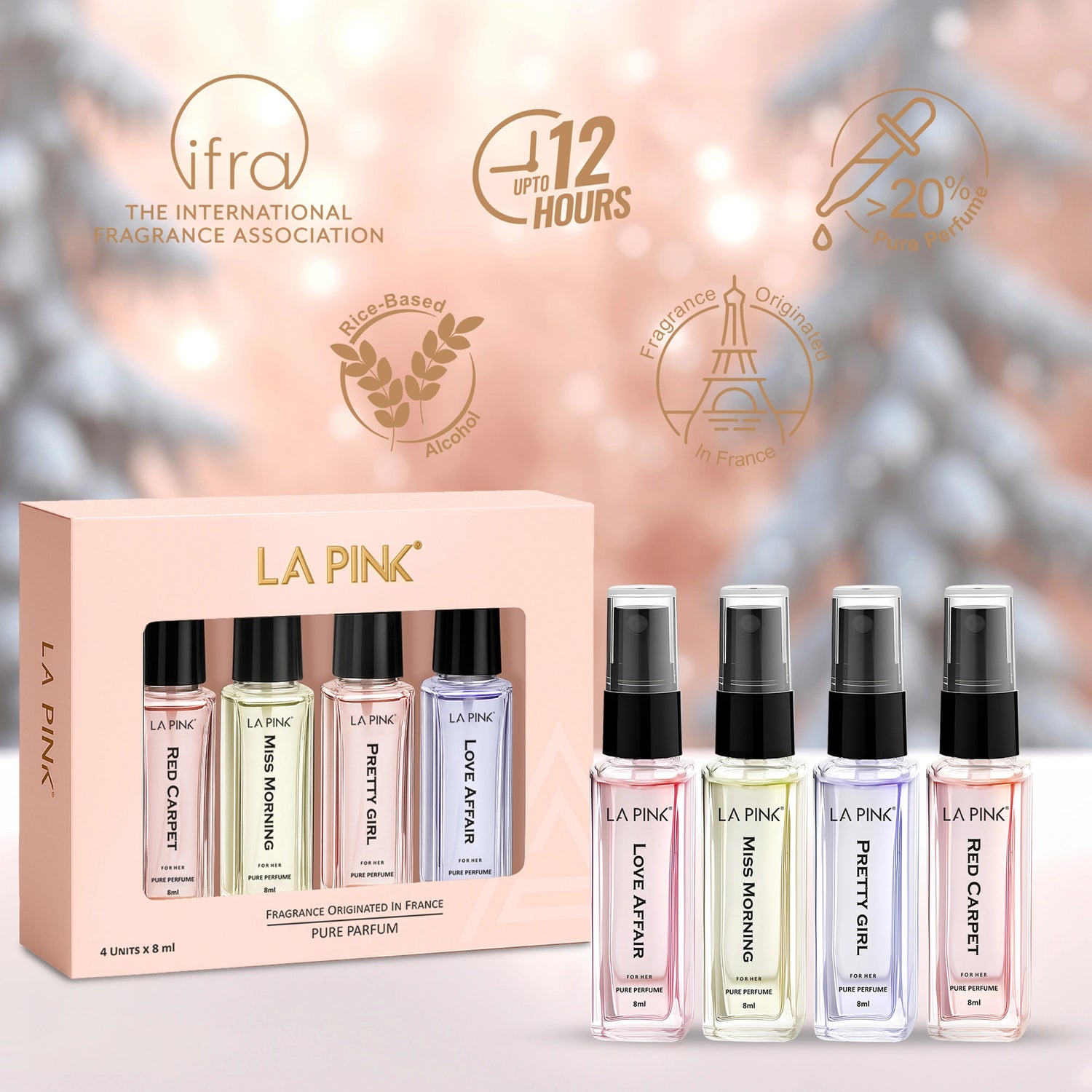 La Pink Perfume Women Gift Pack 4 Pcs