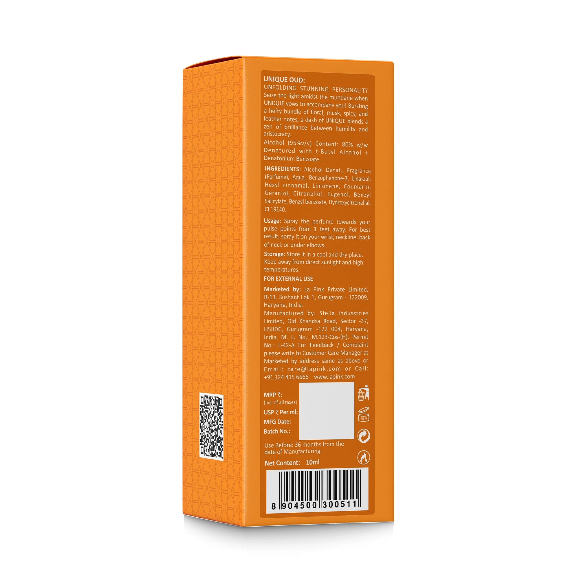 Unique Oud EDP French Luxury Unisex Perfume 10ml