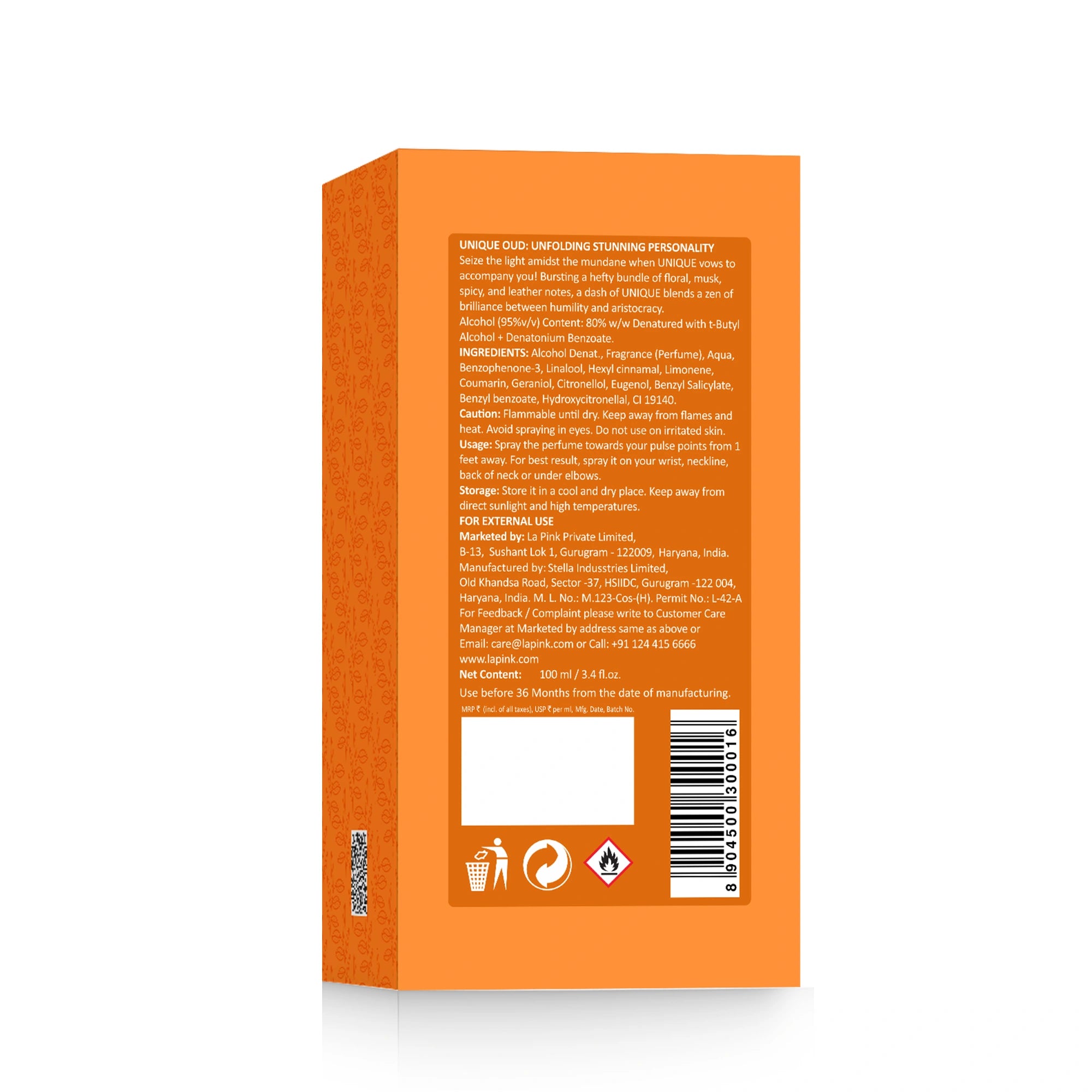 Unique Oud French Luxury Perfume  100 ML