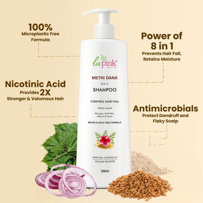 Control Hairfall &amp; Boost Volume with Methi Dana 8-in-1 Shampoo 500 ML