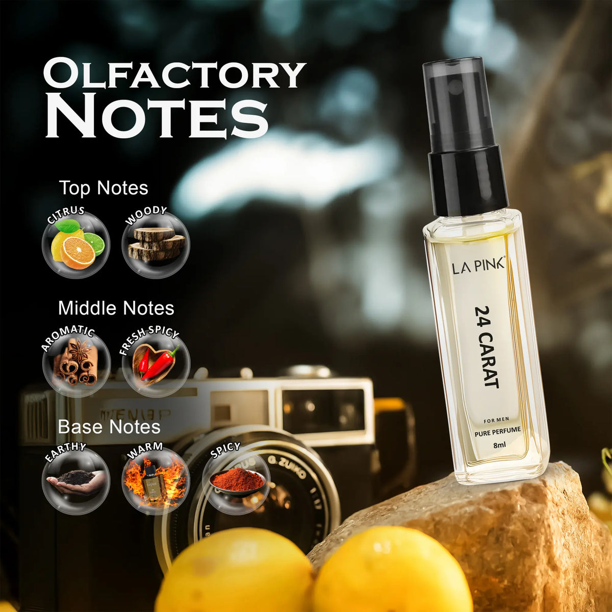 24 Carat French Luxury Pure Perfume for Men - 8ml