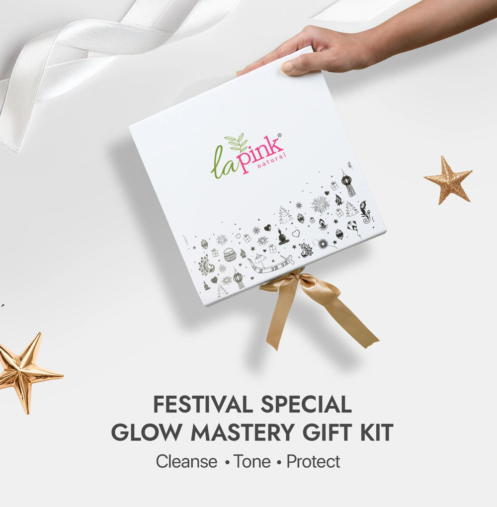 Gift box with 'La Pink' branding on a white background with decorative stars.