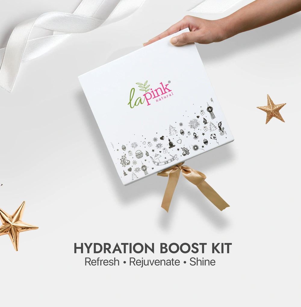 Hydration boost kit with 'la pink' branding on a white background