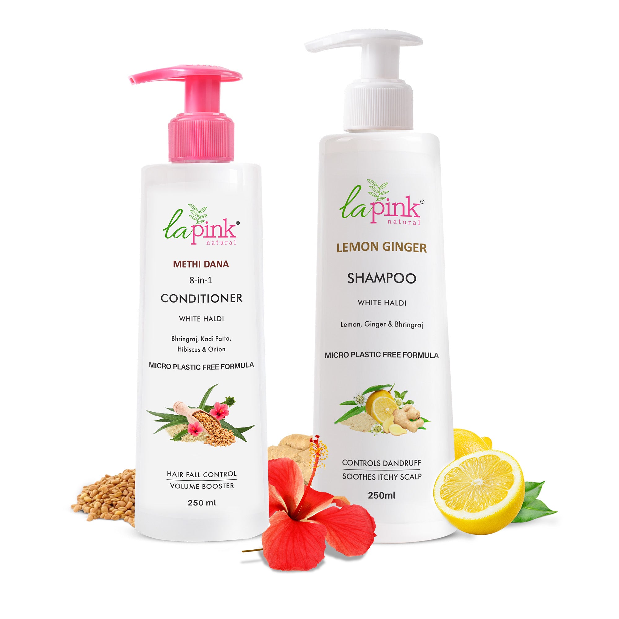 Lemon Ginger Shampoo &amp; Methi Dana Conditioner For Dandruff Free Hair Combo
