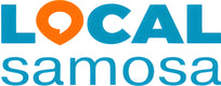 Logo of Local Samosa with blue and orange colors on a white background