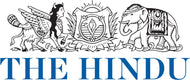 Logo of The Hindu newspaper with a blend of human, angel, and elephant figures.