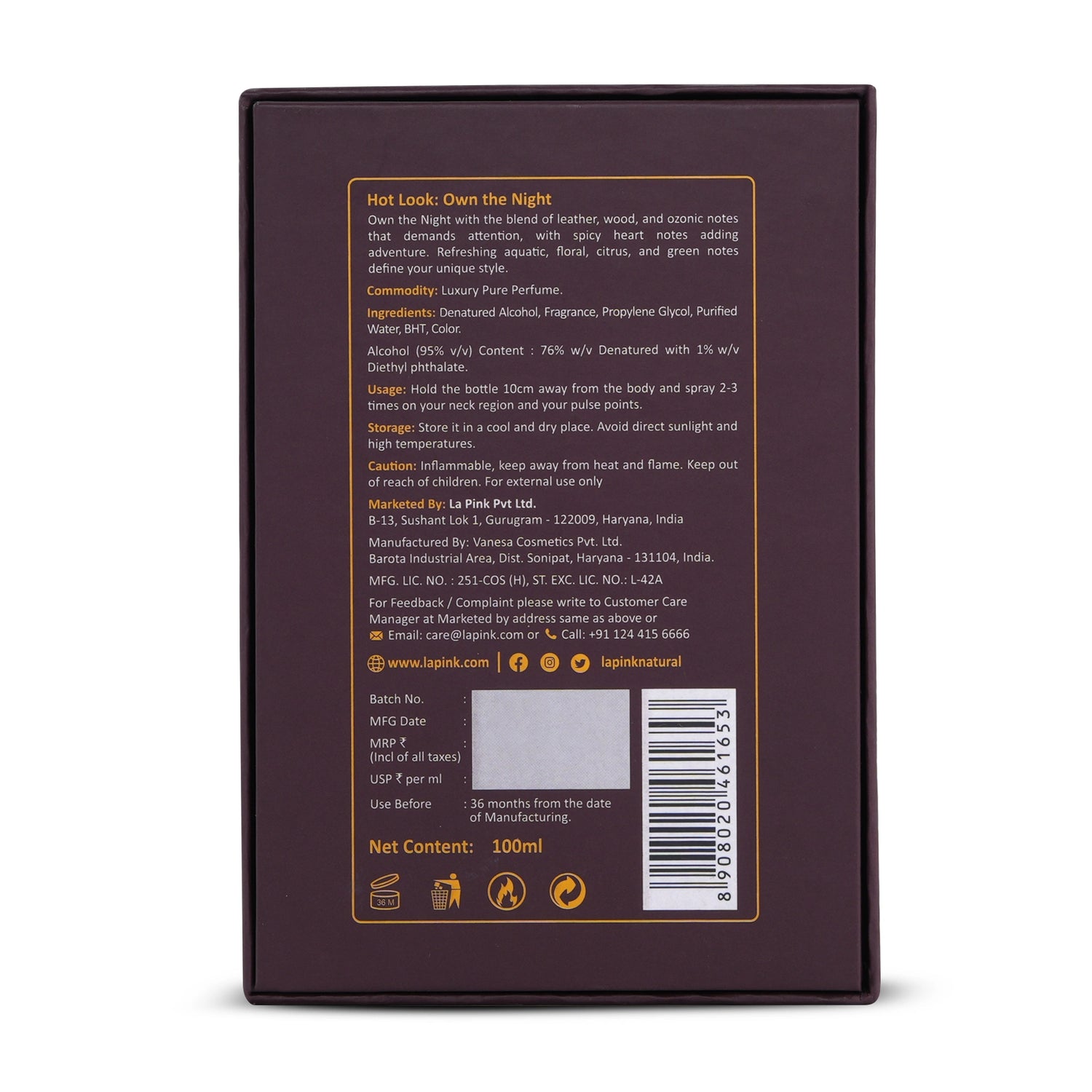 Hot Look French Luxury Pure Perfume for Men - 100ml